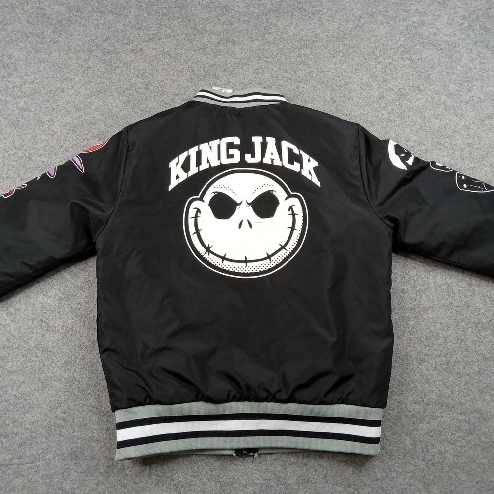 Disney Nightmare Before Christmas‎ Jacket Kids 8 Black Varsity King Jack Zip